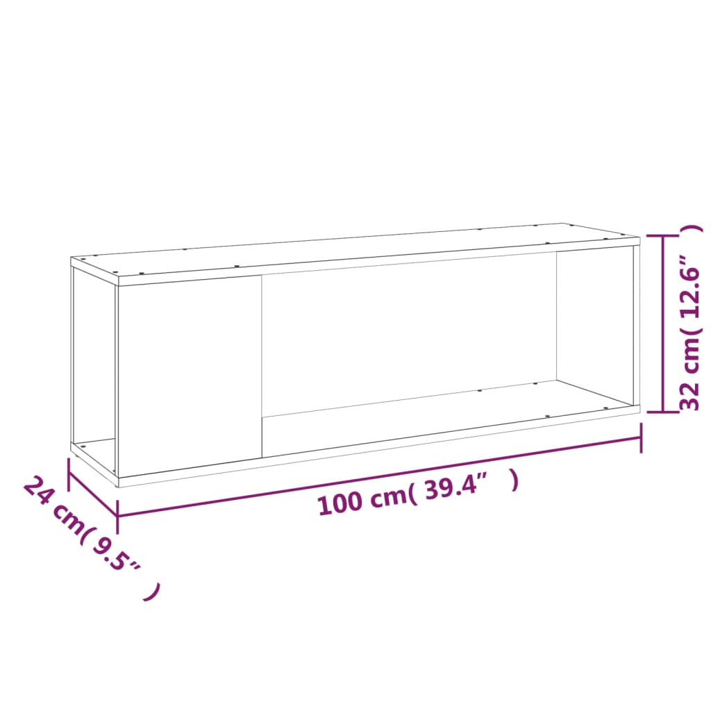 Móvel de TV 100x24x32 cm contraplacado preto