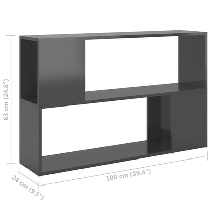 Estante 100x24x63 cm contraplacado cinzento brilhante