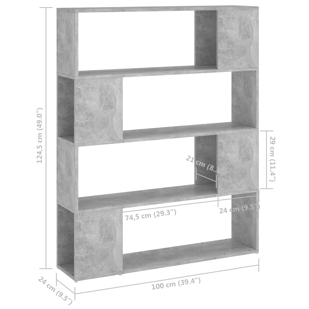 Estante/divisória 100x24x124 cm cinzento cimento