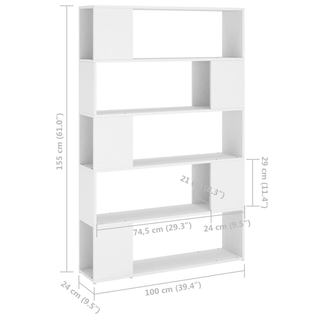 Estante/divisória 100x24x155 cm contraplacado branco