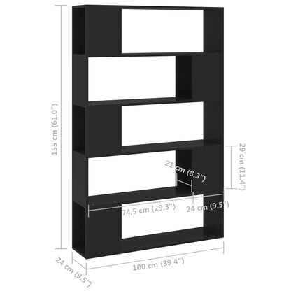 Estante/divisória 100x24x155 cm contraplacado preto