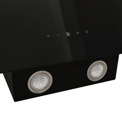 Exaustor com Ecra Touch e Luzes LED em Inox e Vidro Temperado - Preto - 90cm - Design Moderno