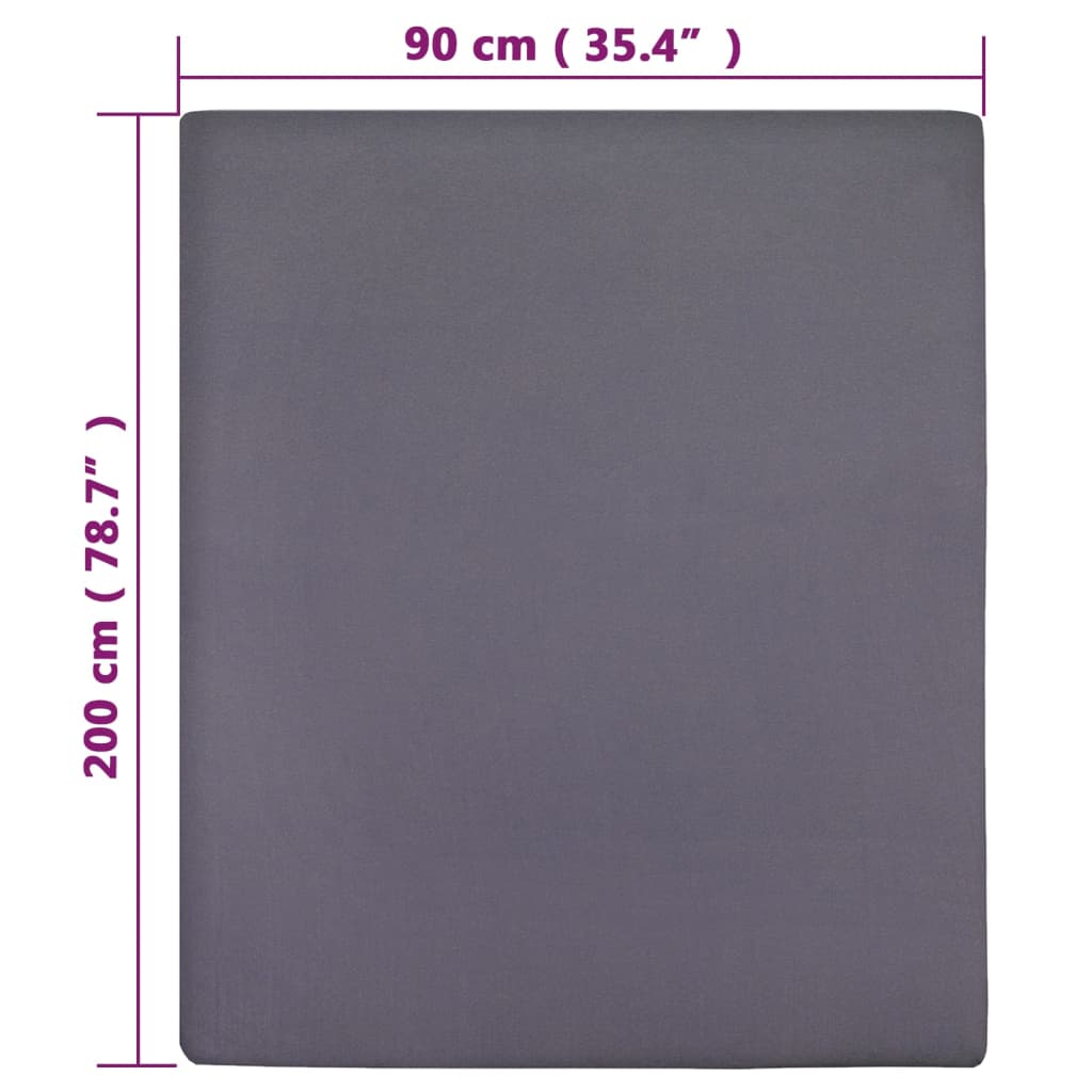 Lençol ajustável 90x200 cm algodão jersey antracite