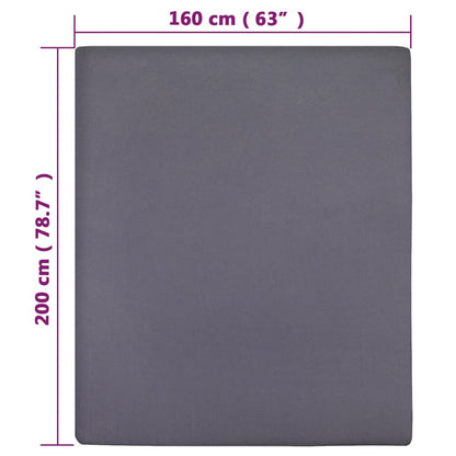 Lençol ajustável 160x200 cm algodão jersey antracite