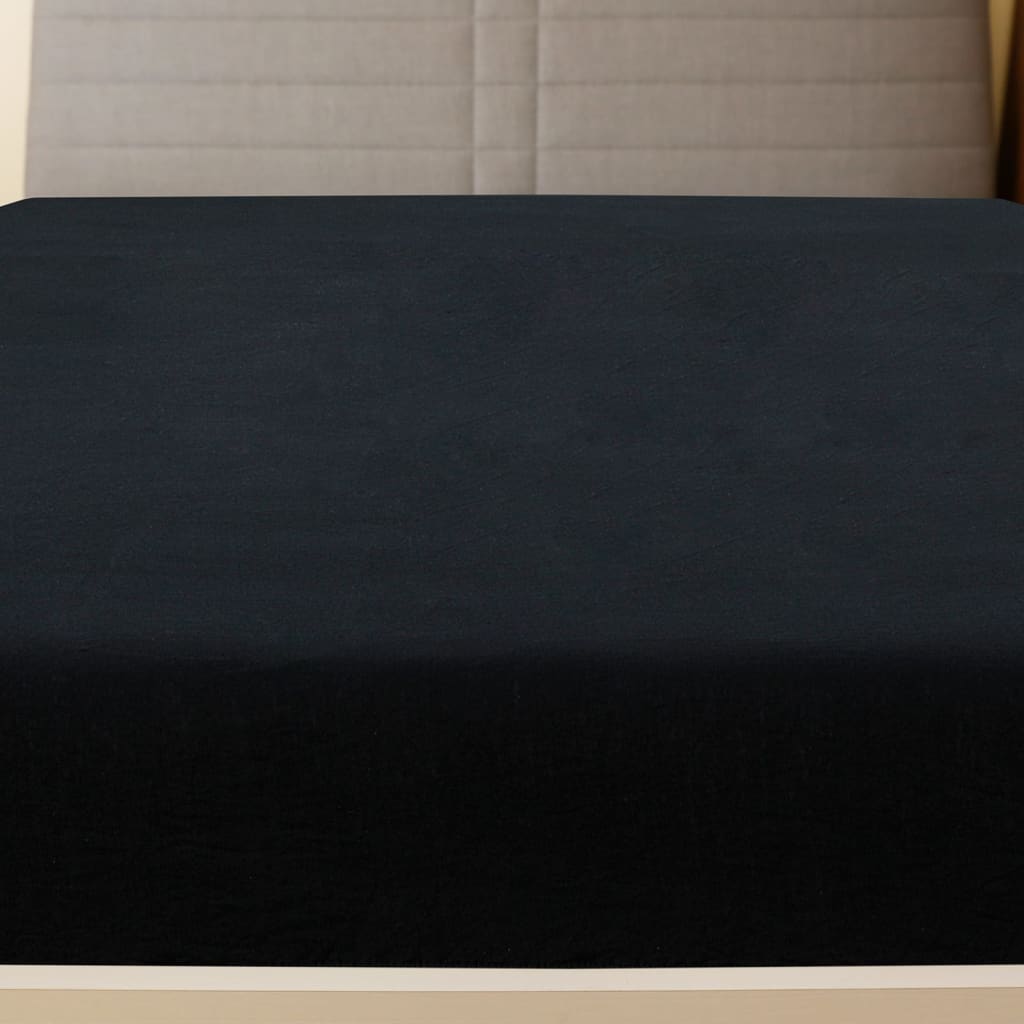 Lençol ajustável 90x200 cm algodão jersey preto