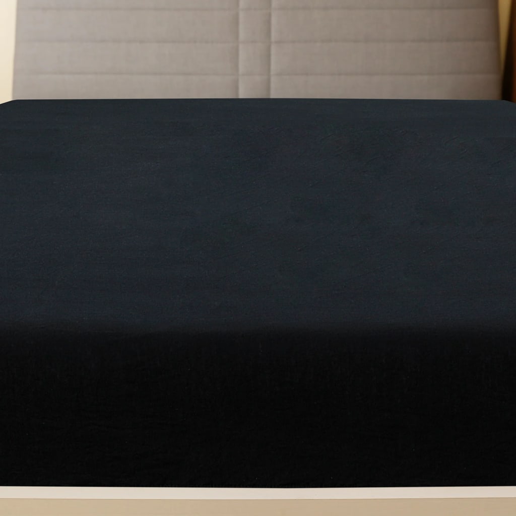 Lençóis ajustáveis 2 pcs 90x200 cm algodão jersey preto