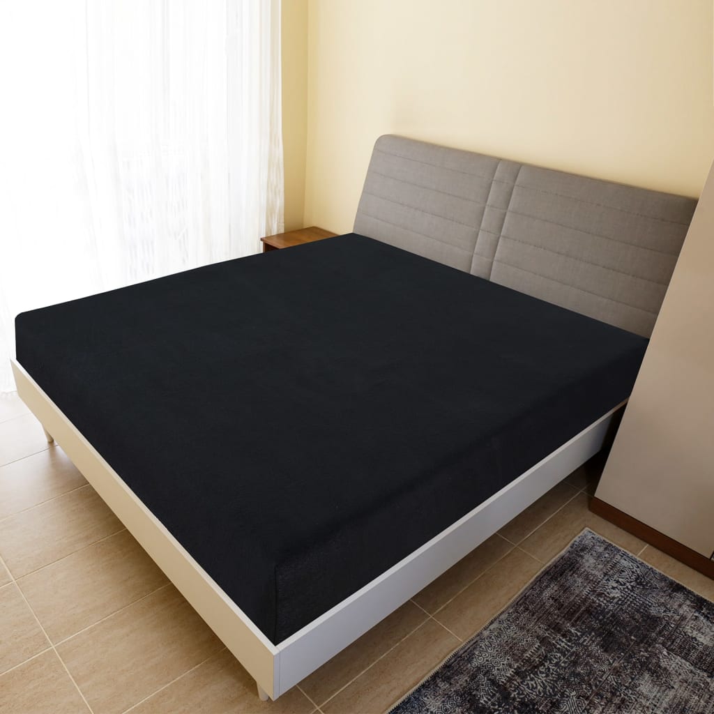 Lençóis ajustáveis 2 pcs 90x200 cm algodão jersey preto