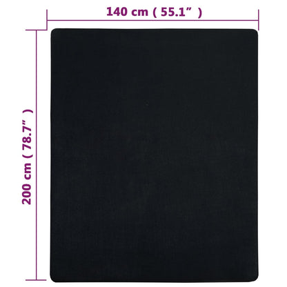 Lençol ajustável 140x200 cm algodão jersey preto