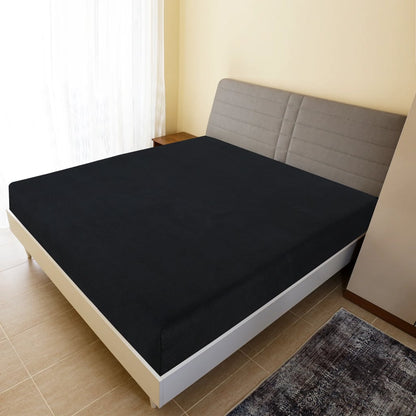 Lençóis ajustáveis 2 pcs 160x200 cm algodão jersey preto