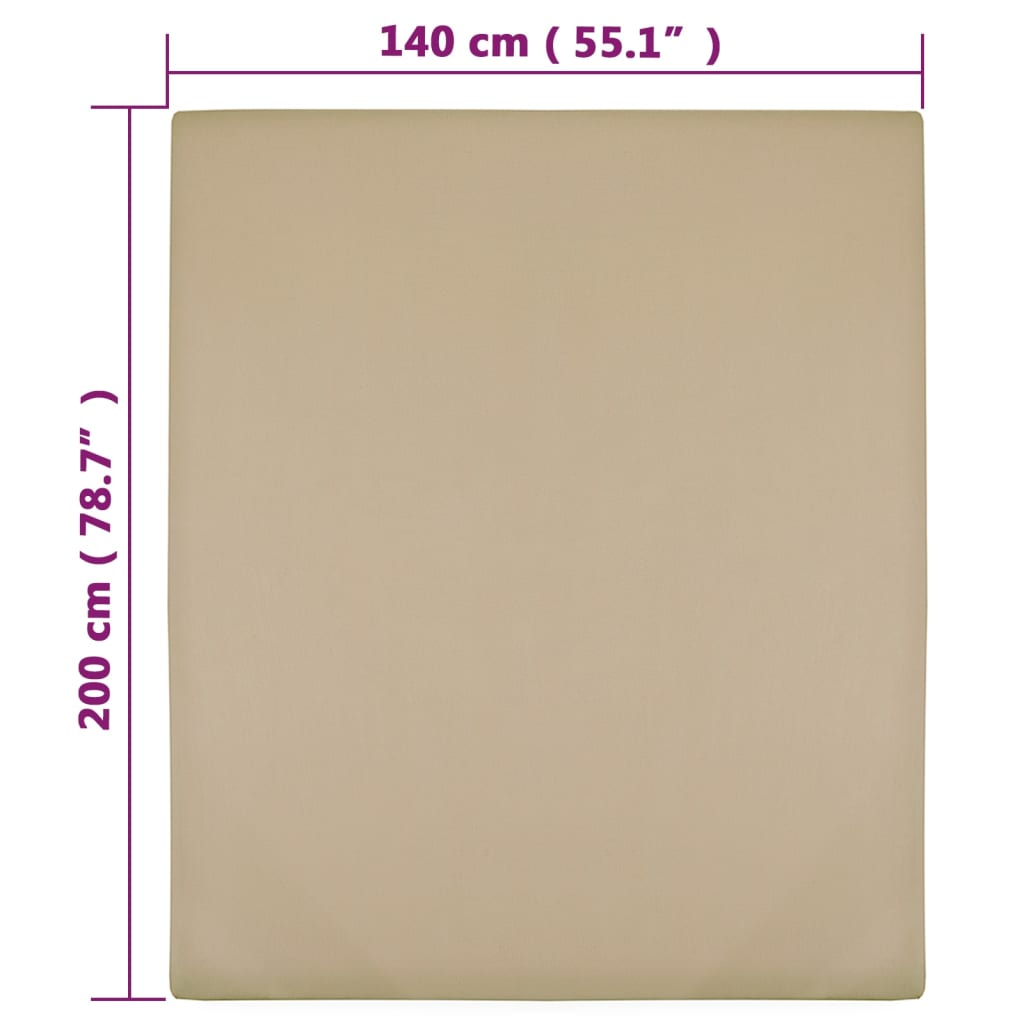 Lençol ajustável 140x200 cm algodão jersey cinza-acastanhado