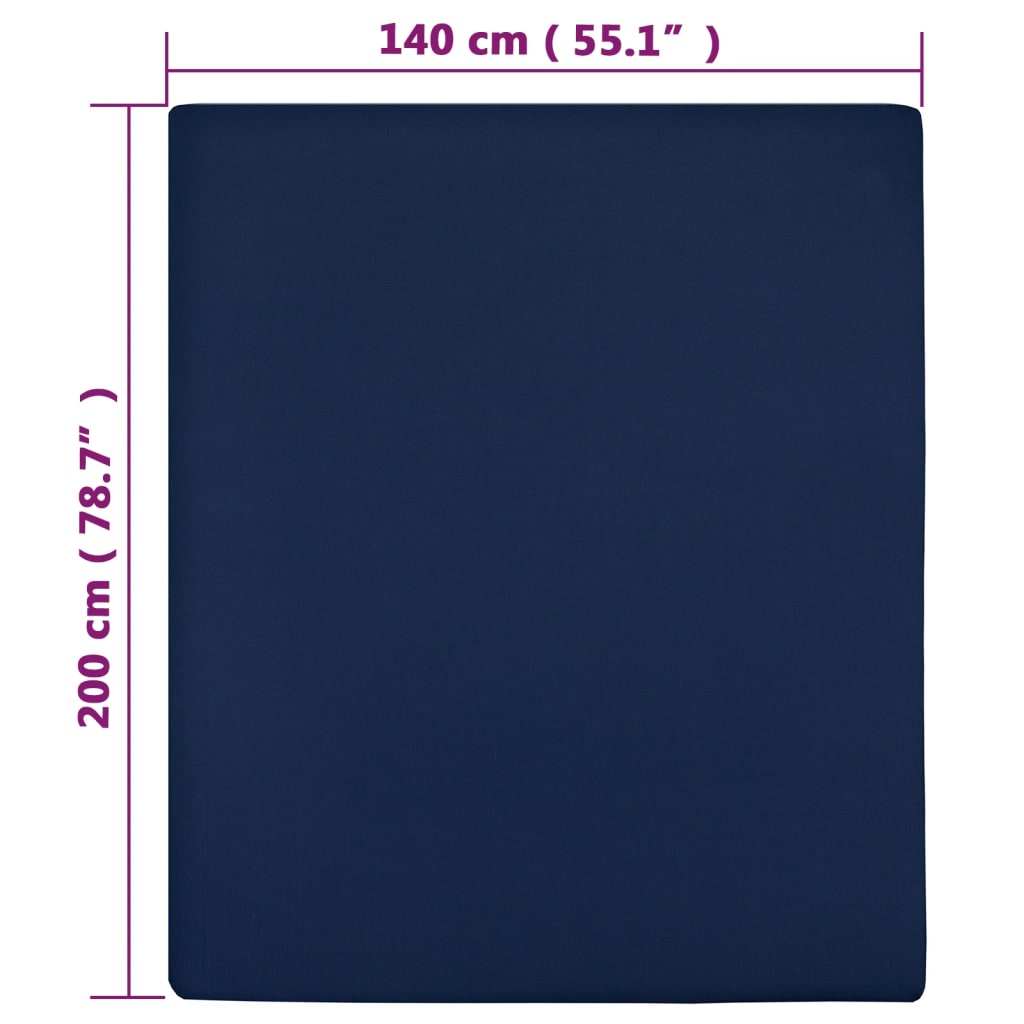 Lençol ajustável 140x200 cm algodão jersey azul marinho