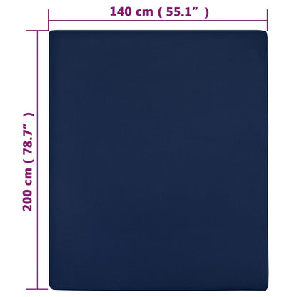 Lençol ajustável 140x200 cm algodão jersey azul marinho