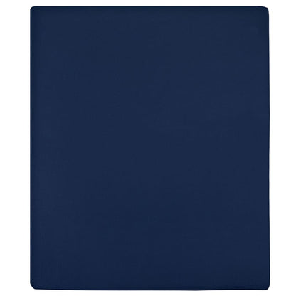 Lençóis ajustáveis 2 pcs 160x200 cm algodão jersey azul marinho