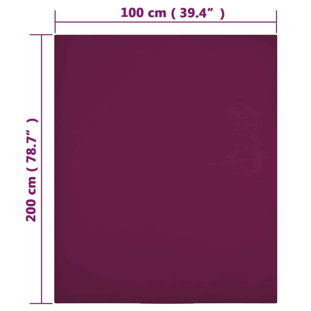 Lençóis ajustáveis 2 pcs 100x200 cm algodão jersey bordô