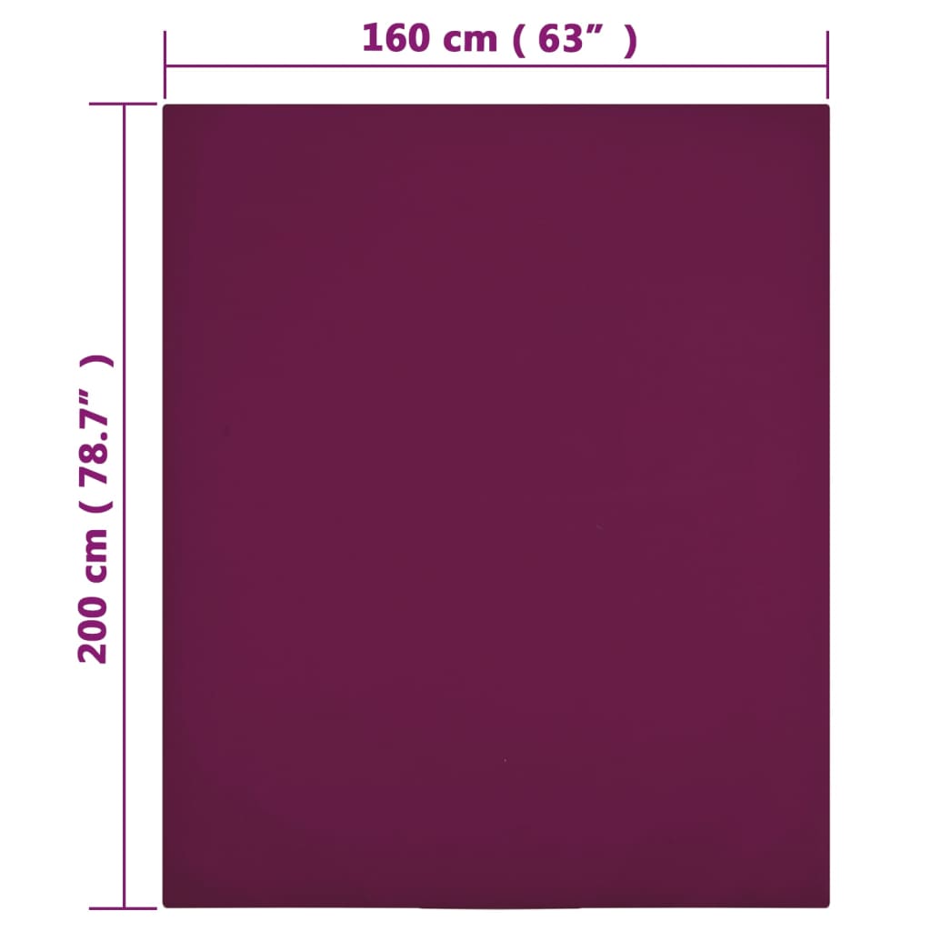 Lençóis ajustáveis 2 pcs 160x200 cm algodão jersey bordô