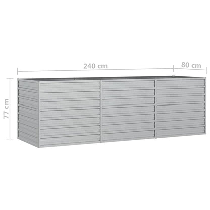 Canteiro elevado de jardim 240x80x77cm aço galvanizado prateado