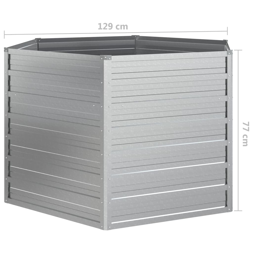 Canteiro elevado de jardim 129x77 cm aço galvanizado prateado