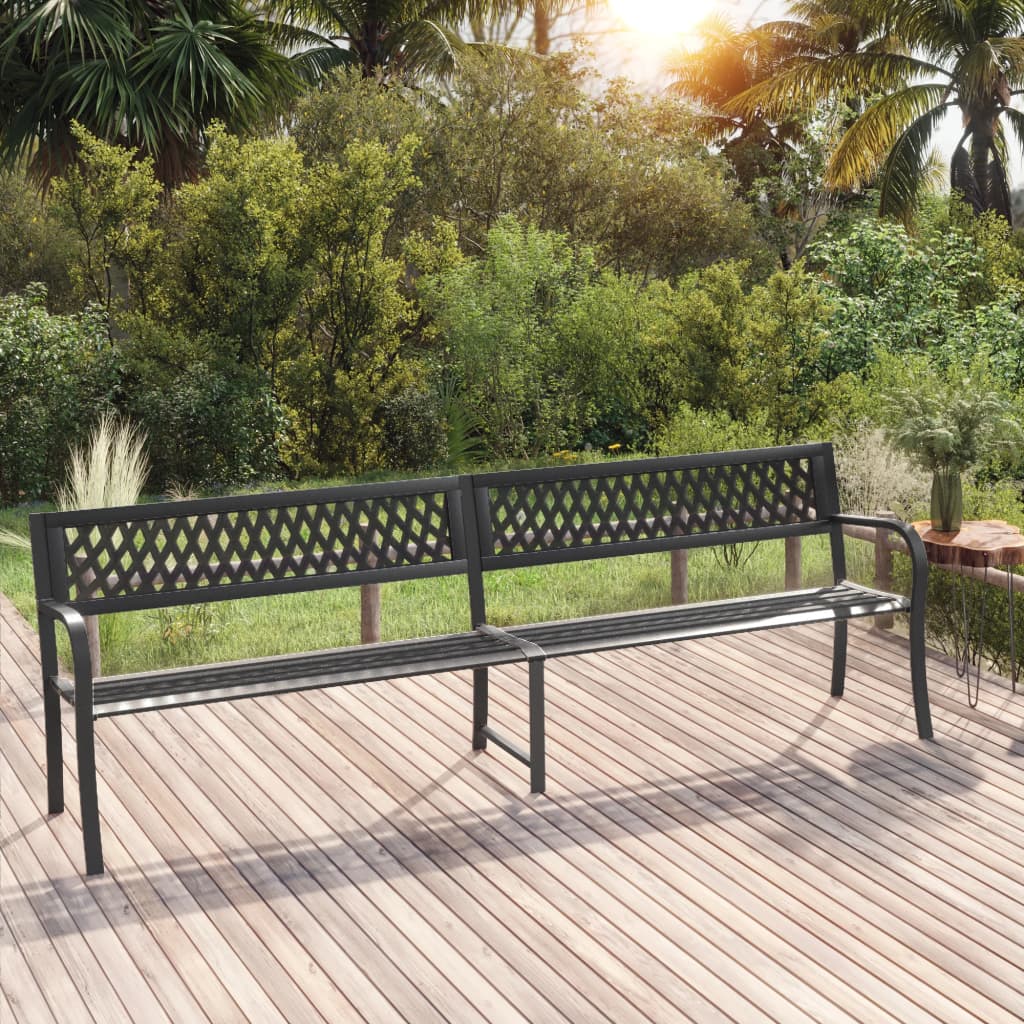 Banco de jardim duplo 246 cm aço preto