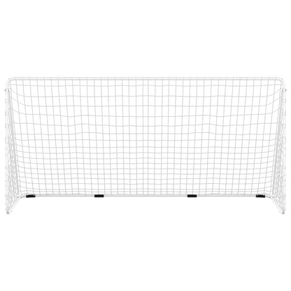 Baliza de futebol com rede 366x122x182 cm aço branco