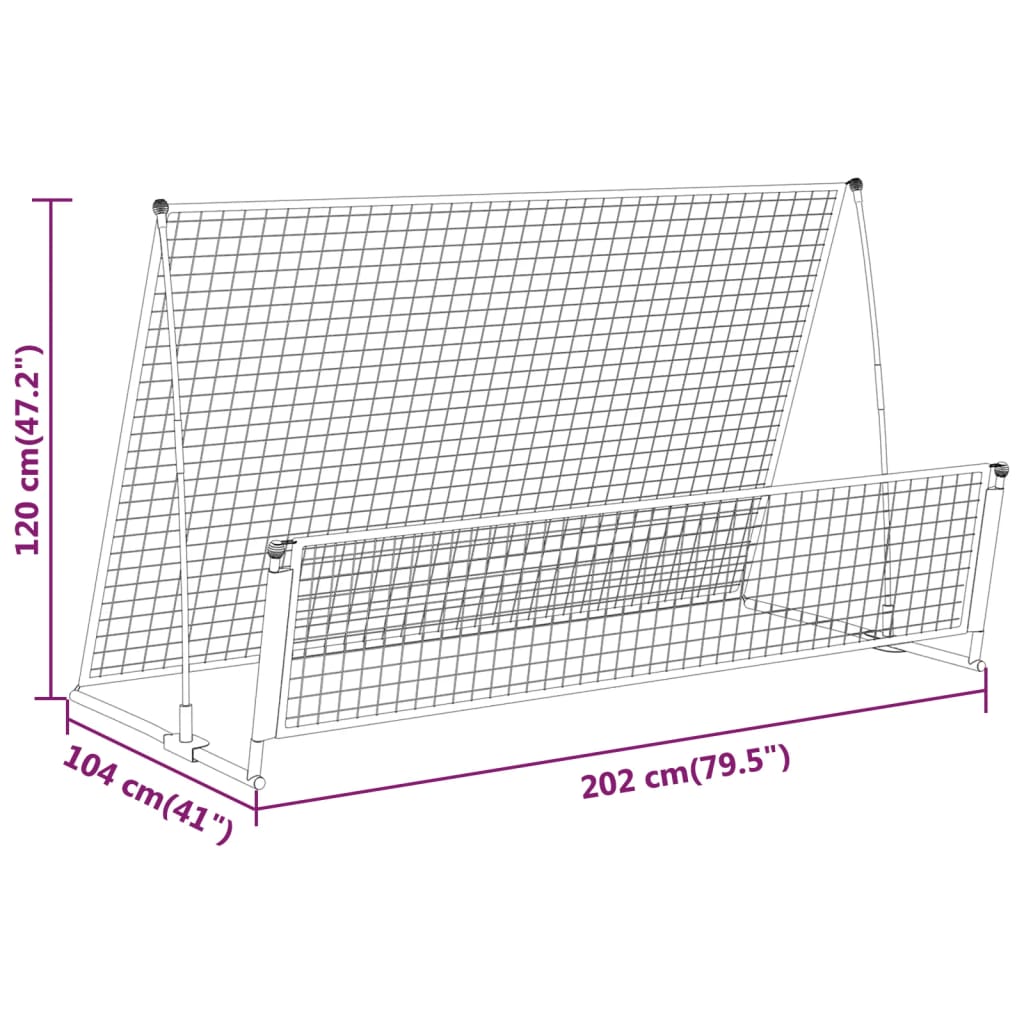 Baliza de futebol com ressalto 2 em 1 202x104x120 cm aço