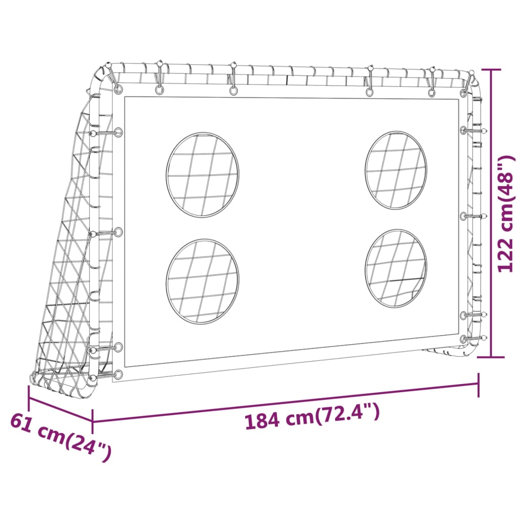 Baliza de treino para futebol com rede 184x61x122 cm aço