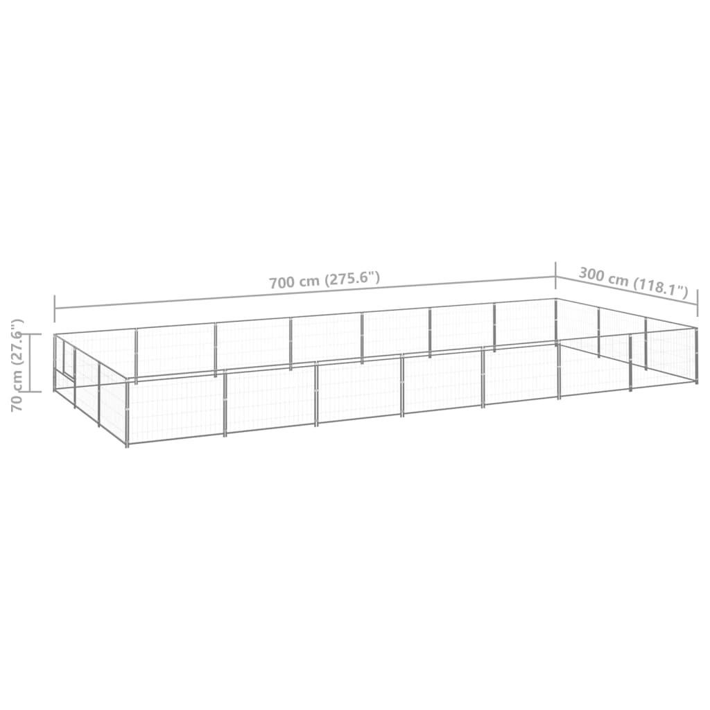 Canil para cães 21 m² aço prateado