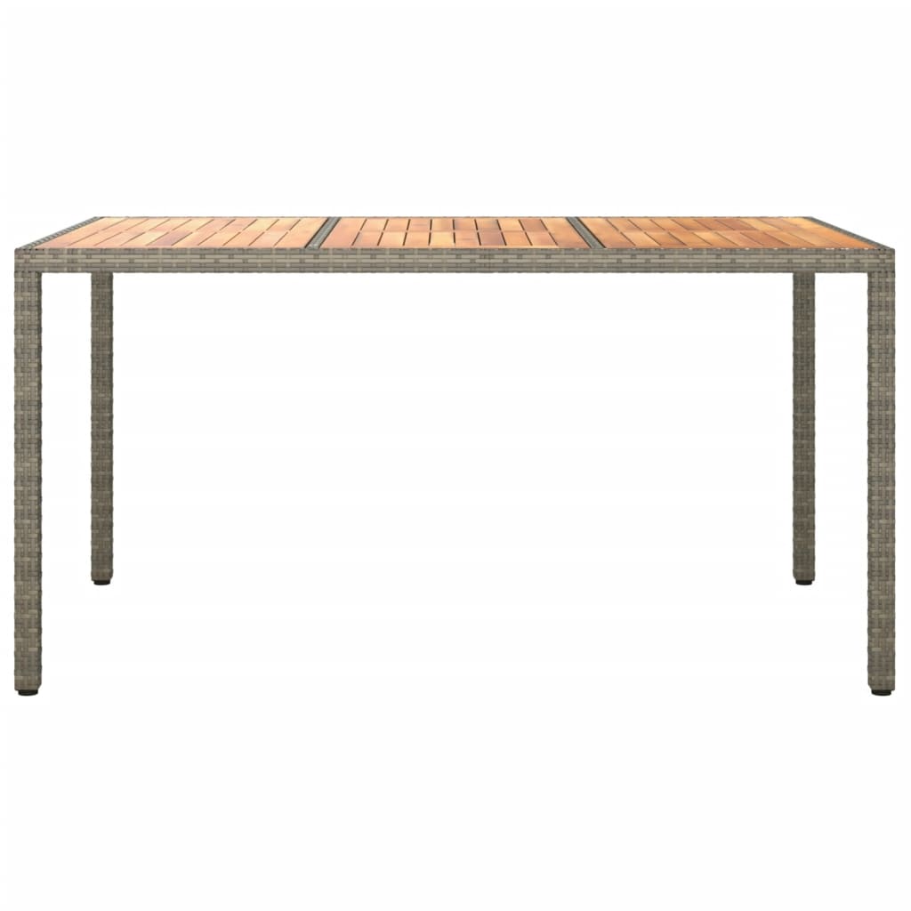 Mesa de jardim 150x90x75cm vime PE e madeira de acácia cinzento