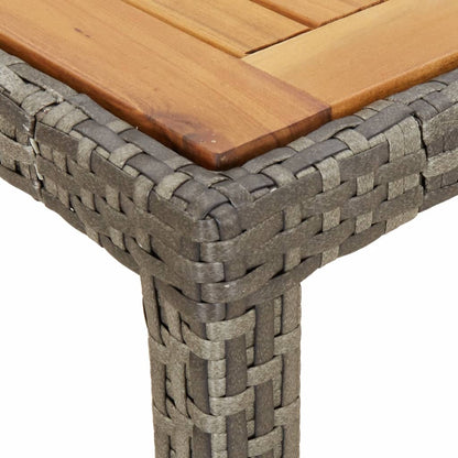 Mesa de jardim 150x90x75cm vime PE e madeira de acácia cinzento