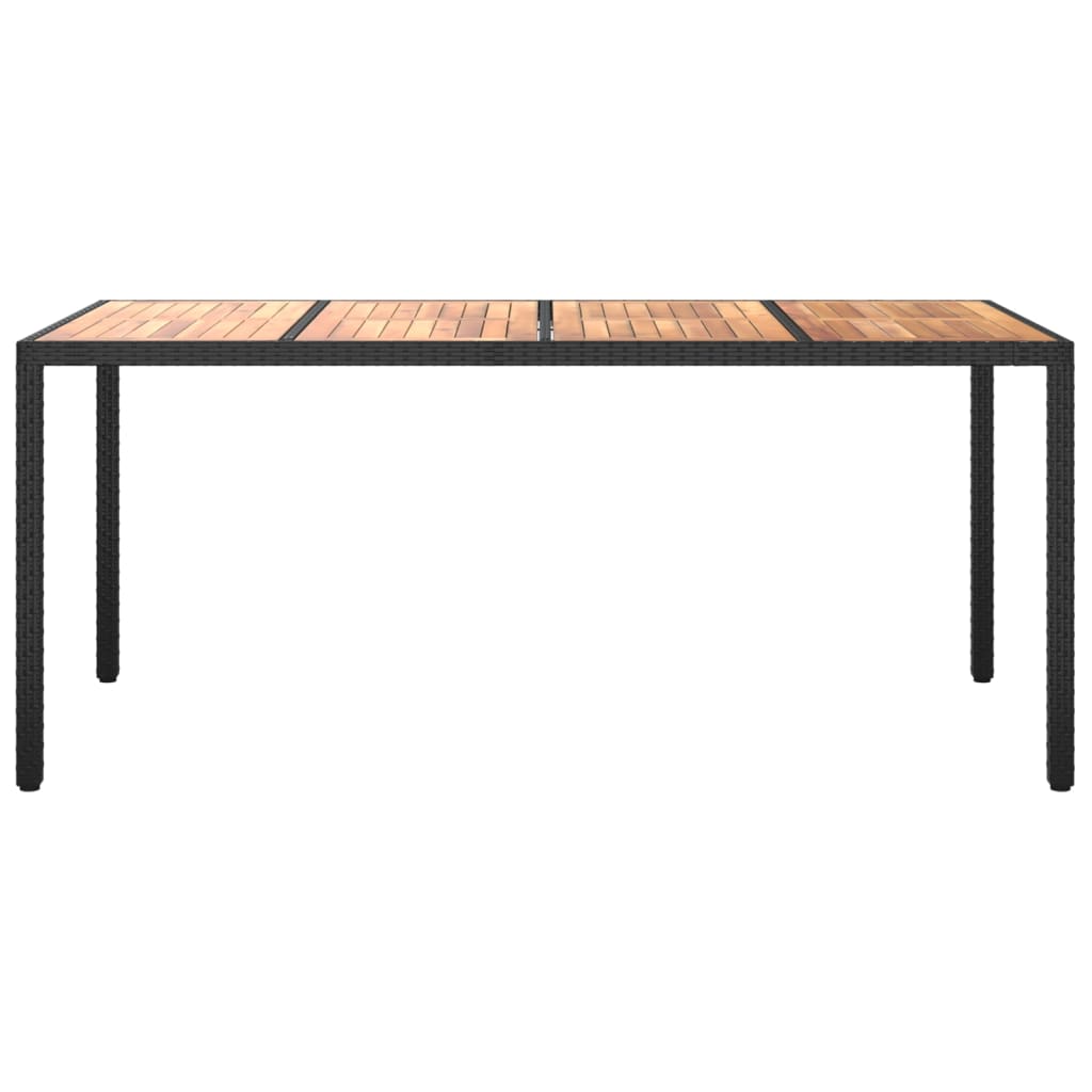 Mesa de jardim 190x90x75 cm vime PE e acácia maciça preto