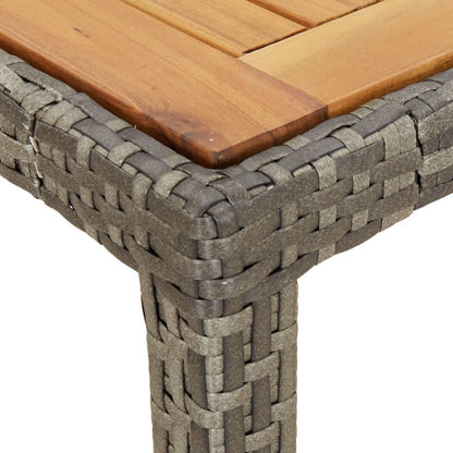 Mesa de jardim 190x90x75 cm vime PE e acácia maciça cinzento