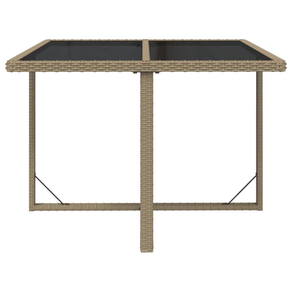 Mesa de jardim 109x107x74 cm vime PE e vidro bege