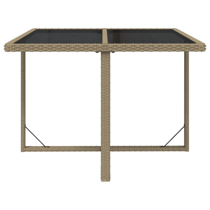 Mesa de jardim 109x107x74 cm vime PE e vidro bege