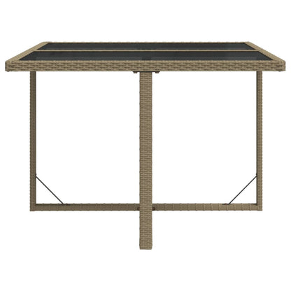 Mesa de jardim 109x107x74 cm vime PE e vidro bege