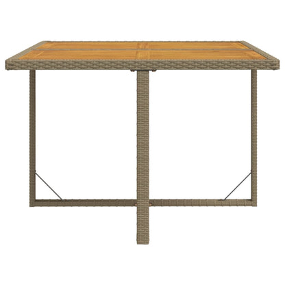 Mesa de jardim 109x107x74 cm vime PE e acácia maciça bege