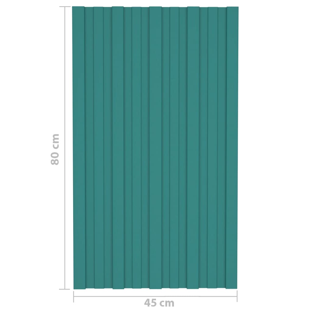 Painéis de telhado 36 pcs 80x45 cm aço galvanizado verde