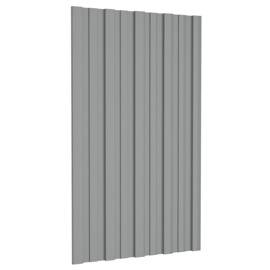 Painéis de telhado 12 pcs 80x45 cm aço galvanizado cinzento