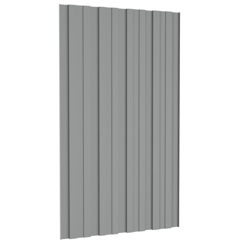 Painéis de telhado 12 pcs 80x45 cm aço galvanizado cinzento