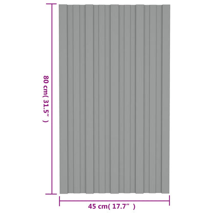 Painéis de telhado 12 pcs 80x45 cm aço galvanizado cinzento