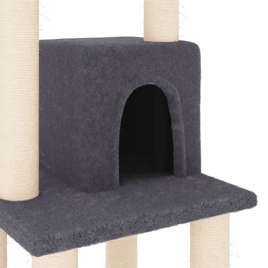 Árvore p/ gatos c/ postes arranhadores sisal 105cm cinza-escuro