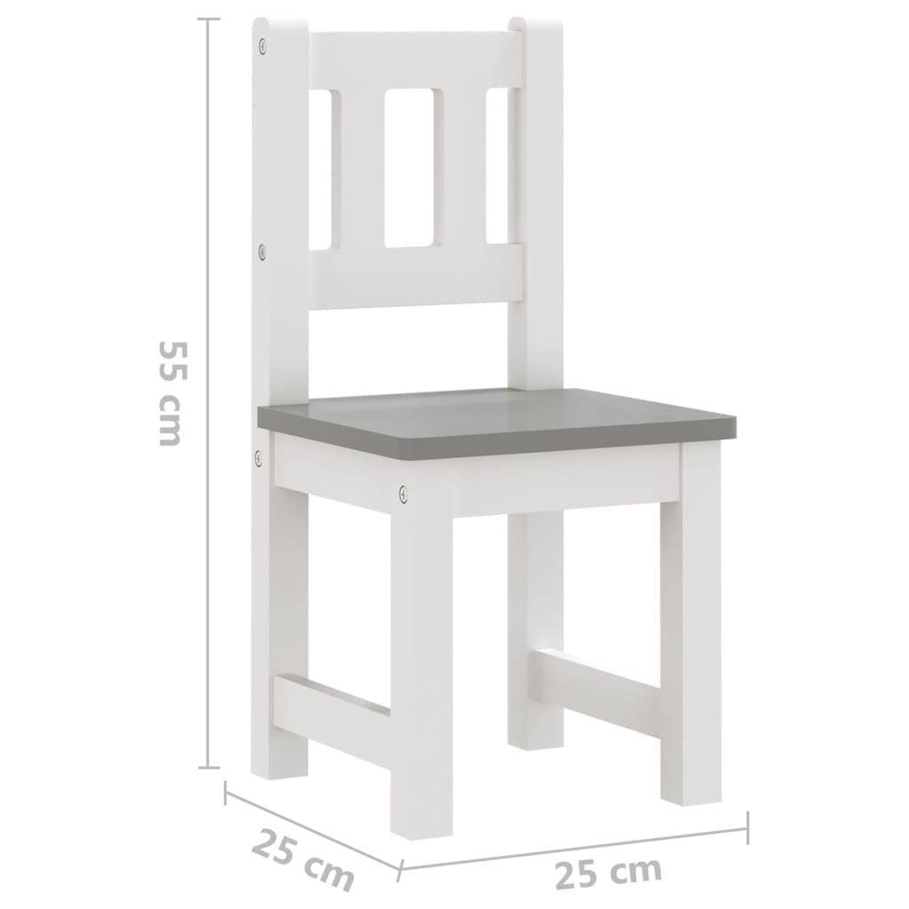 Conjunto Infantil de Mesa e 2 Cadeiras - Branco/Cinzento - Design Nórdico