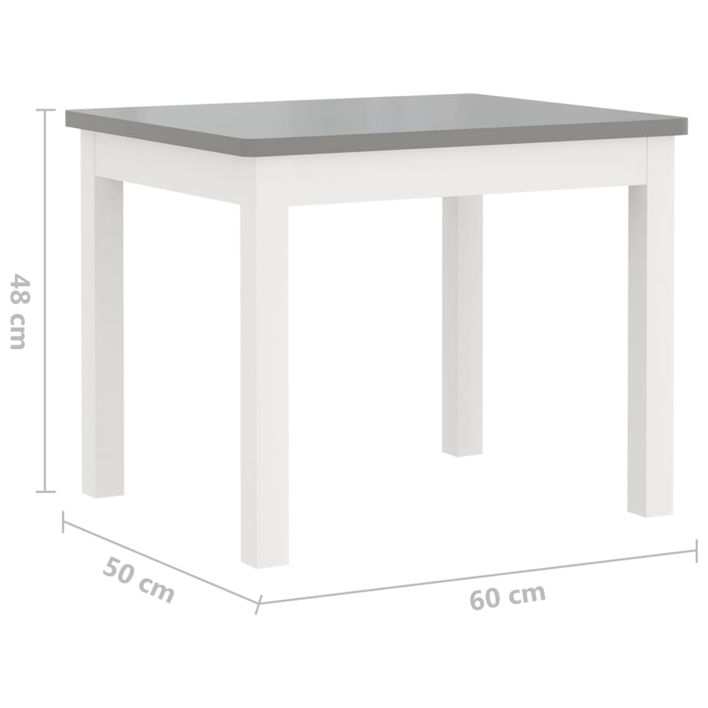 Conjunto Infantil de Mesa e 2 Cadeiras - Branco/Cinzento - Design Nórdico