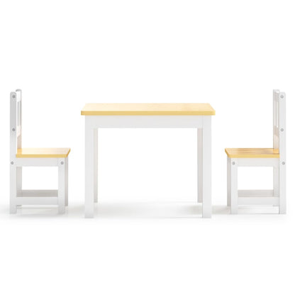 Conjunto Infantil de Mesa e 2 Cadeiras - Branco/Castanho - Design Nórdico