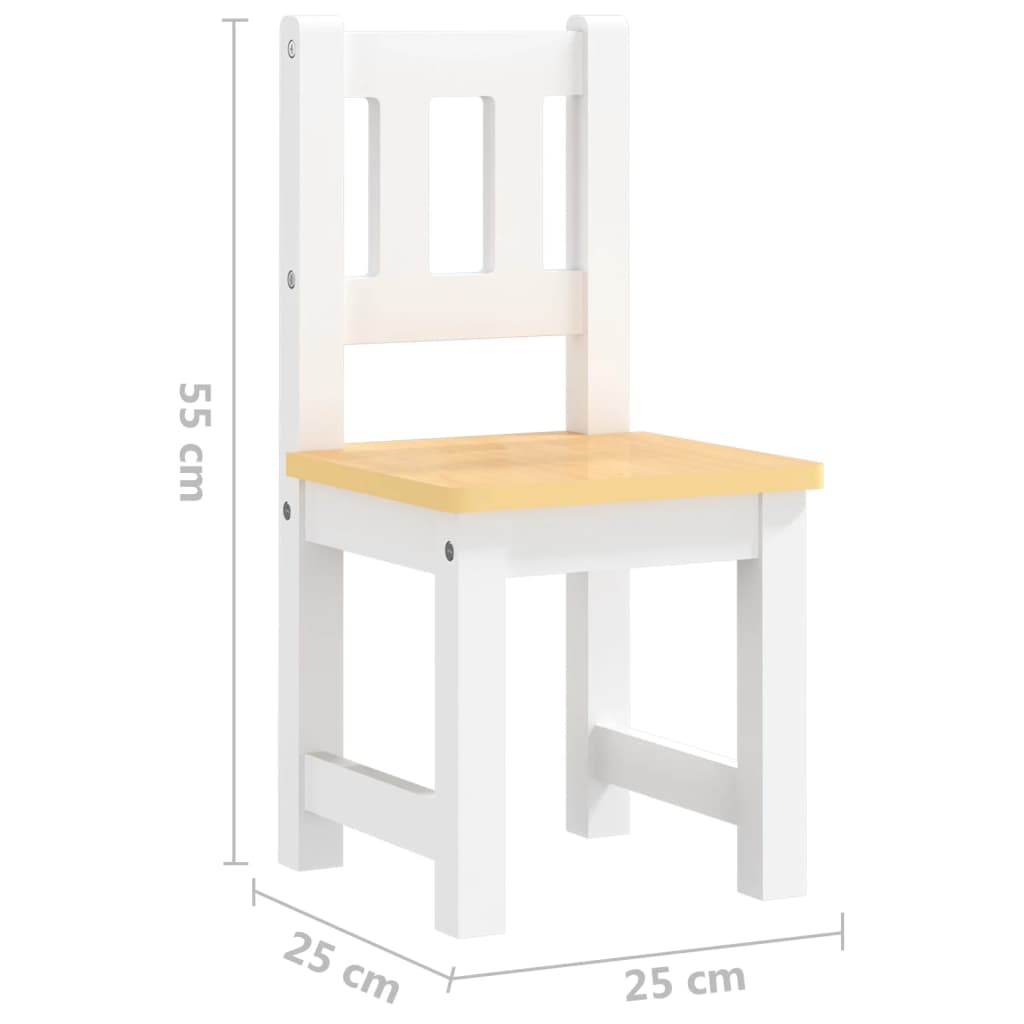 Conjunto Infantil de Mesa e 2 Cadeiras - Branco/Castanho - Design Nórdico