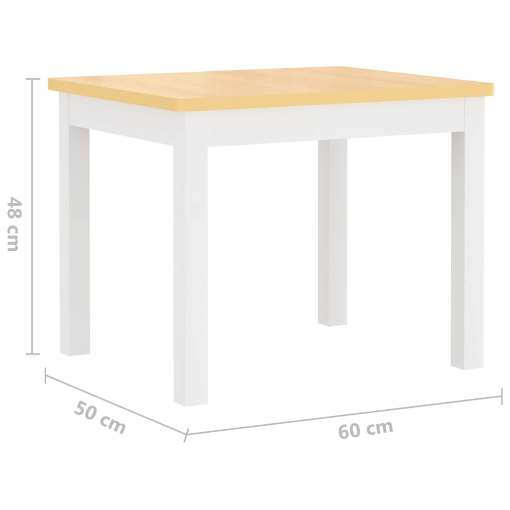 Conjunto Infantil de Mesa e 2 Cadeiras - Branco/Castanho - Design Nórdico