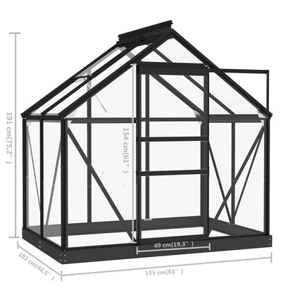 Estufa 155x103x191 cm alumínio e vidro antracite