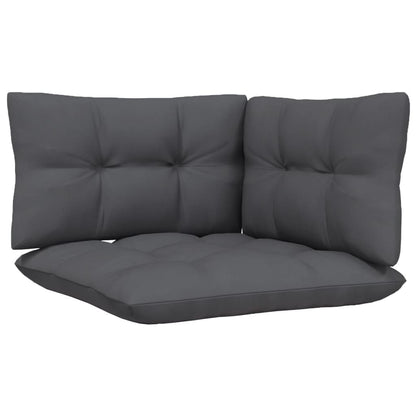 3 pcs conj. lounge jardim c/ almofadões pinho maciço cinzento