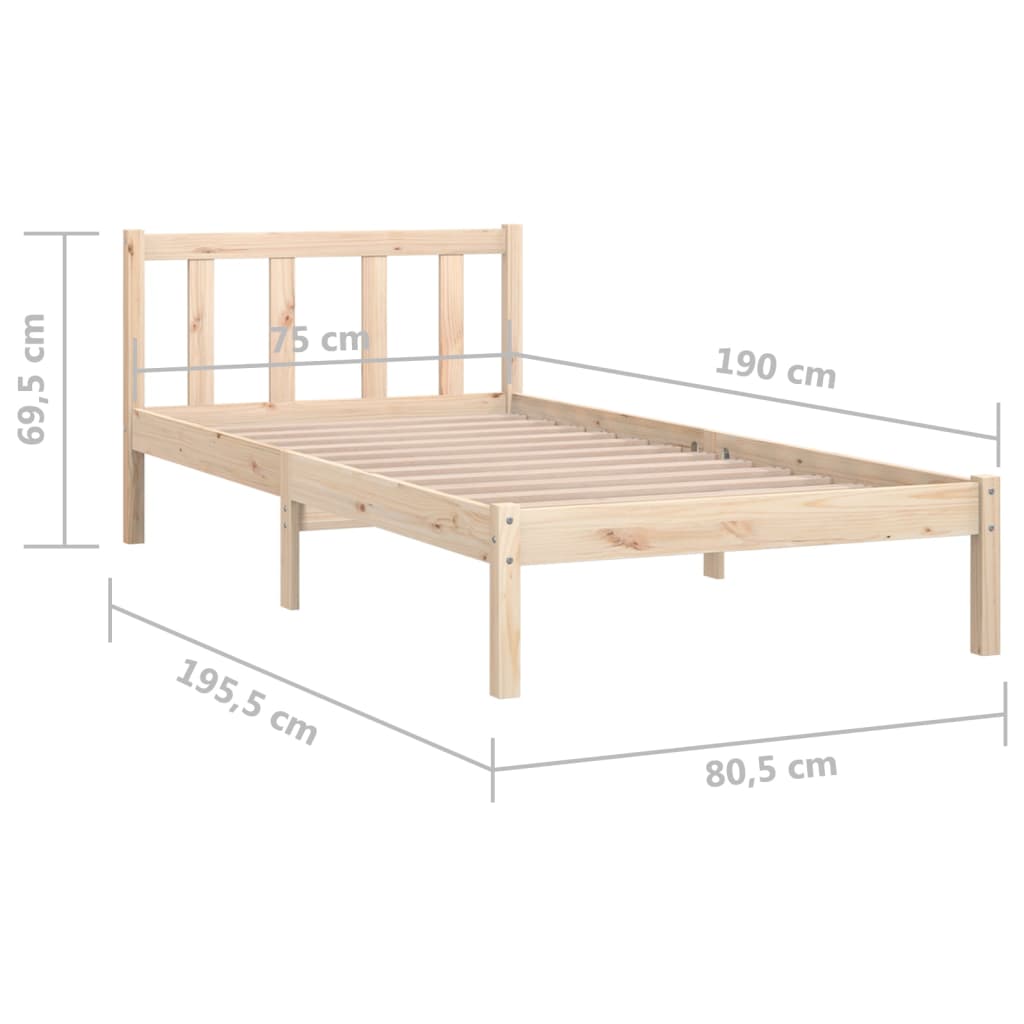 Estrutura de cama pequena solteiro 75x190 cm pinho maciço