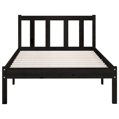 Estrutura de cama pequena solteiro 75x190 cm pinho maciço preto