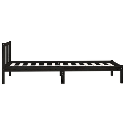 Estrutura de cama pequena solteiro 75x190 cm pinho maciço preto