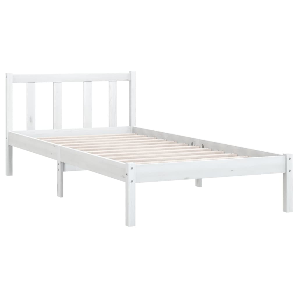 Estrutura de cama solteiro 90x190 cm pinho maciço branco